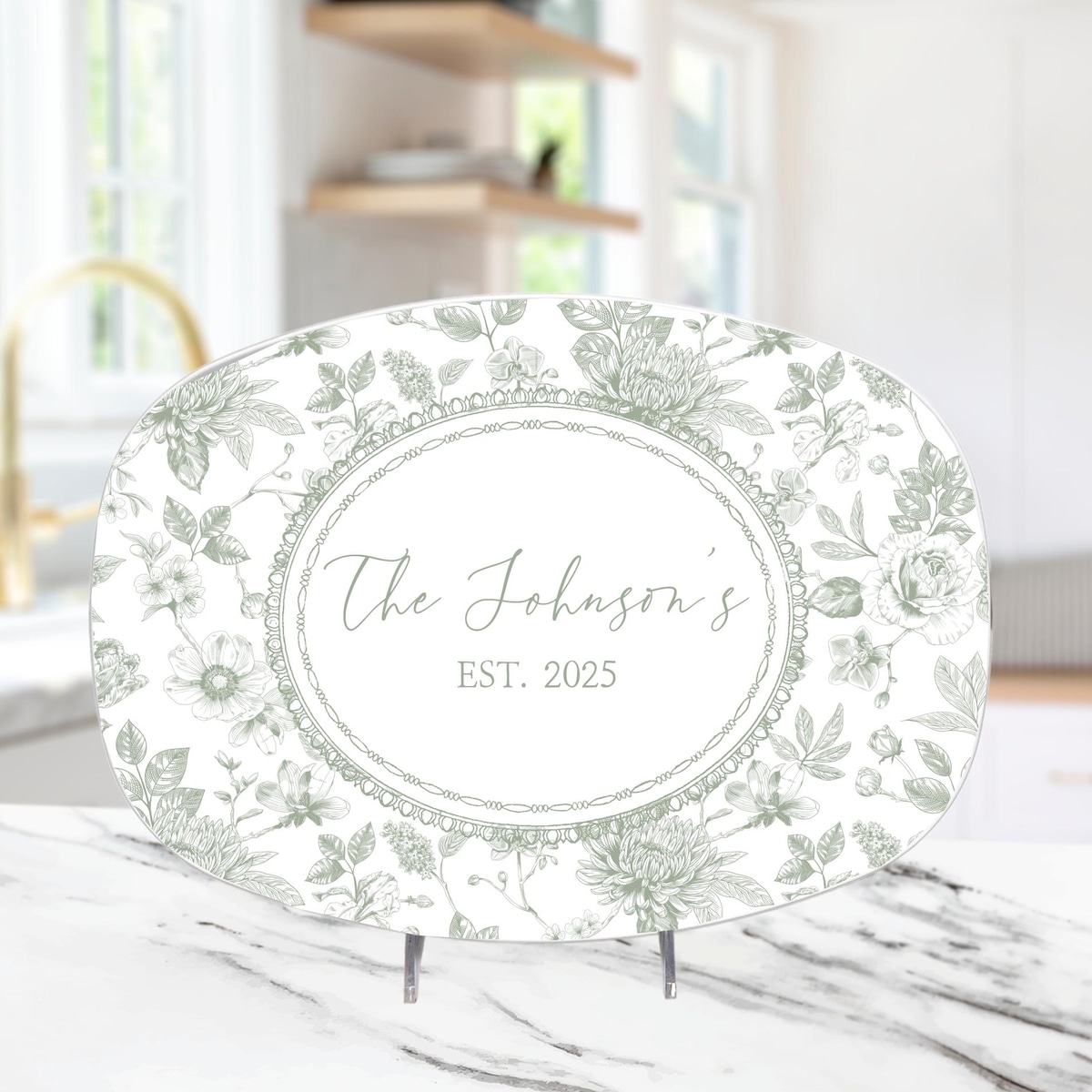 Custom Sage Green Toile De Jouy Platter Personalized Mr. and Mrs. Wedding Gift Family Name Plate Unique Gift Bride and Groom Bridal Shower - Etsy