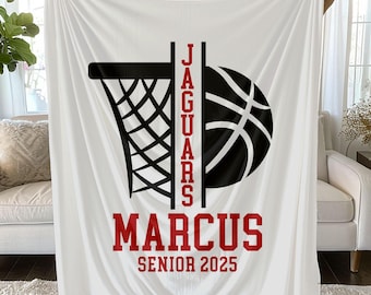 Personalized Basketball Blanket Senior Night Gift for Basketball Seniors Custom Blanket Graduation Gift Basketball Coach Mom End of Season
