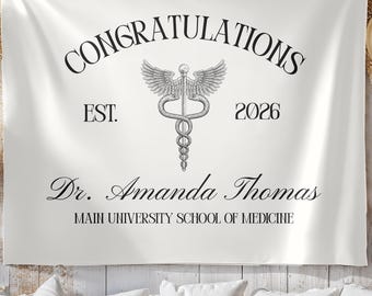 Medical Student Graduation Party Banner: Custom MD Graduate Party Decorations Personalized Med School Graduate Residency Sign
