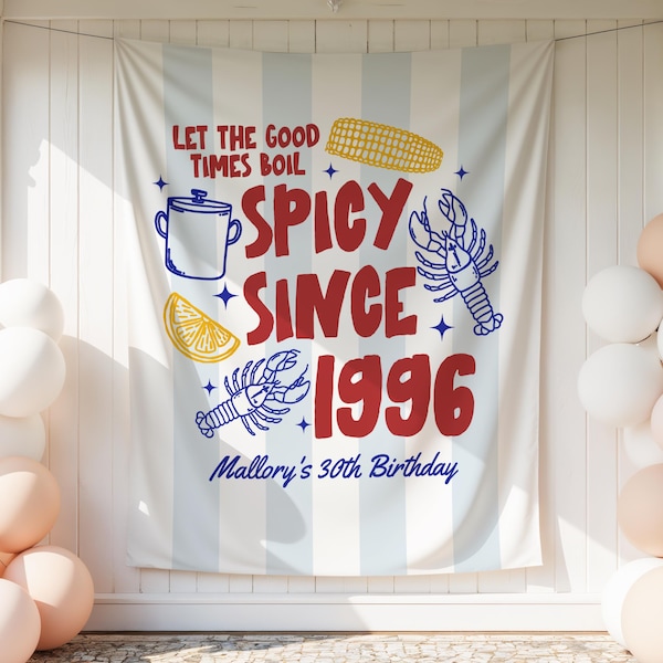 Crawfish Boil Birthday Party Banner: Custom Let the Good Times Boil Tapestry Louisiana Cajun Theme Birthday Party Decorations