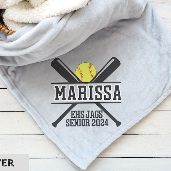 Personalized Softball Blanket Senior Night Gift Softball Team Seniors Custom Blanket Graduation Gift High School Softball Coach Thank You