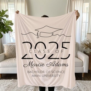 Personalized Graduation Blanket Ph.D. Custom Graduate Gifts High School Class of 2025 College Graduation Party Keepsake Gift for Him Her