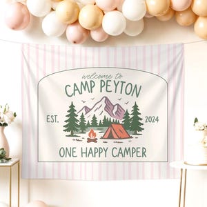 One Happy Camper Geburtstagsparty Hintergrund Camping Erste Geburtstag Thema Wandern Party Dekorationen Wild One 1st Birthday Foto Benutzerdefinierte Banner