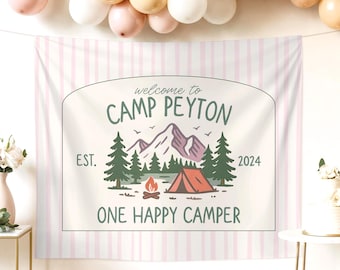 Fondo para fiesta de cumpleaños de un campista feliz, temática de campamento, primer cumpleaños, senderismo, decoraciones para fiesta, pancarta personalizada con foto para el primer cumpleaños de Wild One
