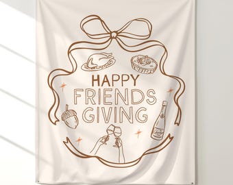 Friendsgiving-banner Aangepaste Thanksgiving-dinerfeestdecoraties Herfstfeest achtergrond Vrienden vakantiefeest: