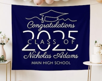 Custom Class Of 2025 Graduation Banner Backdrop Senior Graduate Photo Background Graduation Party Decorations Girl Boy High School Graduate
