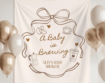 A Baby is Brewing Baby Shower Welcome Sign Custom Coffee Theme Baby Shower Banner Paris Cafe Baby Sprinkle Decorations Gender Neutral Shower