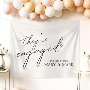 Banner de tela personalizado para fiesta de compromiso, letrero de bienvenida para fiesta, telón de fondo para fotomatón, decoraciones para fiestas de recién comprometidos, banner de compromiso con martini