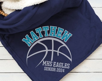 Personalized Basketball Blanket Senior Night Gift for Basketball Seniors Custom Blanket Graduation Gift Basketball Coach Mom End of Season
