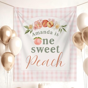 One Sweet Peach First Birthday Party Backdrop Custom Summer Peach Theme 1st Birthday for Girls DecorationsPeach Birthday Photo Banner