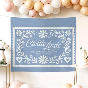Bannière Cielito Lindo Baby Shower Couples mexicains Baby shower Papel Picado Toile de fond de fête Talavera Baby Saupoudrer Fond photo Sig de bienvenue