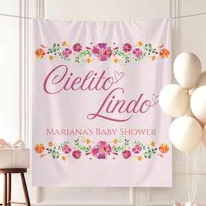 Bannière Cielito Lindo Baby Shower Couples mexicains Baby shower Papel Picado Toile de fond de fête Talavera Baby Saupoudrer Fond photo Sig de bienvenue