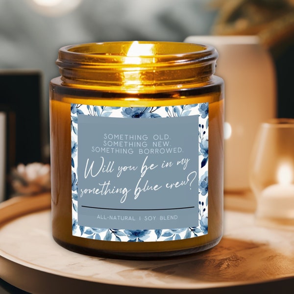 Something Blue Crew Proposal Candle Will You Be My Something Blue Crew Card Gift Box Honorary Bridesmaid Bridal Party Gifts Guests of Honor