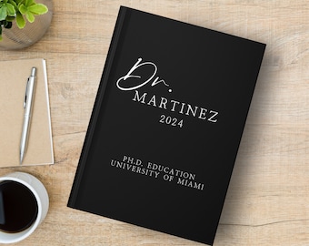 Presente de formatura de doutorado Diário personalizado para doutorado. Estudante de doutorado de pós-graduação presente personalizado finalizado caderno de defesa de dissertação