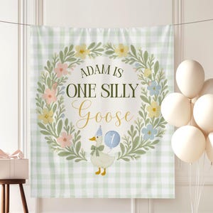 One Silly Goose First Birthday Party Backdrop Whimsical Goose 1st Birthday Theme Party Welcome Sign Duck Birthday Wall Tapestry Boys Party
