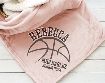 Personalized Basketball Blanket Senior Night Gift for Basketball Seniors Custom Blanket Graduation Gift Basketball Coach Mom End of Season