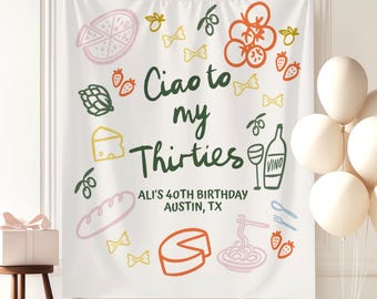 Italian Lemon 40th Birthday Party Banner Ciao to My Thirties Photo Backdrop Citrus Mediterranean Birthday Sign Amalfi Coast Party Decor