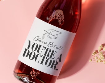Neuer Doktor-Abschluss-Flaschenetikett PhD-Abschluss-Party-Champagne-Aufkleber Medizinisches Schulabschluß-Weinetikett-Abschluss EdD Doktorgeschenk