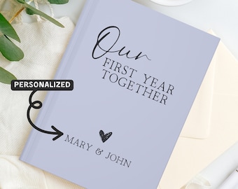 Nosso primeiro ano juntos livro de papel personalizado presente de aniversário para marido esposa primeiro aniversário scrapbook personalizado casal memória notebook