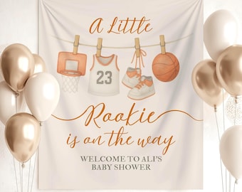 Basketball Baby Shower Party Backdrop Little Rookie Is On The Way Theme Baby Sprinkle Photo Background Basketball Sports Theme Baby Shower