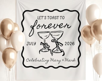 Custom Engagement Party Banner Fabric Welcome Party Sign Photo Booth Backdrop Just Engaged Party Decorations Martini Engagement Banner