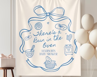 A Bun in the Oven Baby Shower Party Backdrop Baking Theme Baby Sprinkle Photo Background Gender Neutral Bread Theme Baby Shower