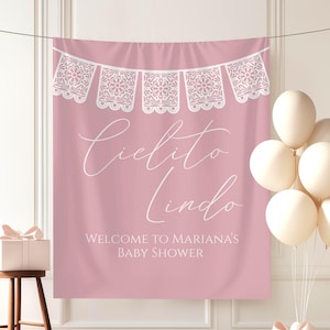 Bannière Cielito Lindo Baby Shower Couples mexicains Baby shower Papel Picado Toile de fond de fête Talavera Baby Saupoudrer Fond photo Sig de bienvenue