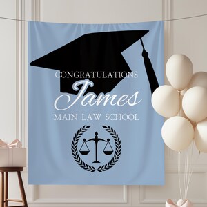 Law School Graduation Banner Backdrop New Lawyer Graduate Photo Background Law School Graduation Party Decorations Personalized