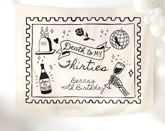 Death to My Thirties Birthday Party Backdrop RIP to 30s Birthday Photo Background Gothic 40th Birthday Party Decorations