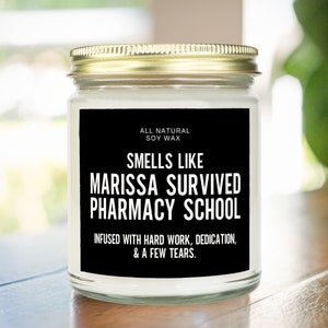 Custom Pharmacy School Graduation Candle Gift New Pharmacist Graduation Card Funny Doctor of Pharmacy School Student Gift PharmD Graduate