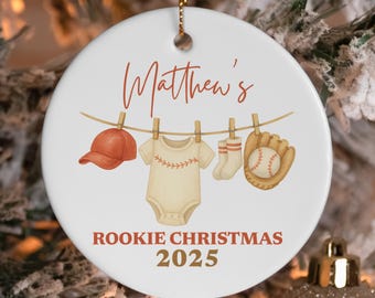Primo addobbo natalizio per bambini a tema baseball, addobbo sportivo personalizzato, regali per baby shower per il primo compleanno, esordiente dell'anno nel baseball