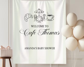 Custom Cafe Baby Shower Baby is Brewing Coffee Theme Shower Decorations Paris Cafe Shower Photo Backdrop Love is Brewing Shower