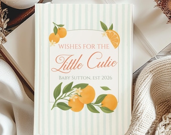 Orange Baby Shower Guest Book Letters to Baby Little Cutie On Way Theme Baby Shower Mom to Be Personalized Journal Birthday Letters Boy Girl