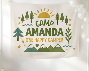 Fondo para fiesta de cumpleaños de un campista feliz, temática de campamento, primer cumpleaños, senderismo, decoraciones para fiesta, pancarta personalizada con foto para el primer cumpleaños de Wild One