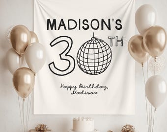 30th Birthday Party Banner Hello Thirty Birthday Backdrop Custom Vintage 30th Birthday Welcome Sign for Men Women Funny Birthday Decor