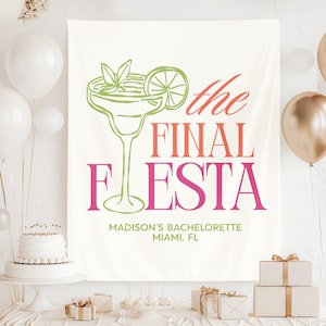 Final Fiesta Bachelorette Party Banner: Margaritas and Matrimony Photo Backdrop Personalized Cinco De Mayo Bach Party Banner