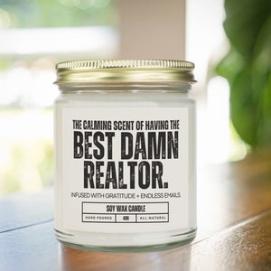 Best Damn Realtor Soy Candle Thank You Gift for Real Estate Agent Gifts from Buyer Seller Smells Like Realtor Candle Closing Day Gift Basket