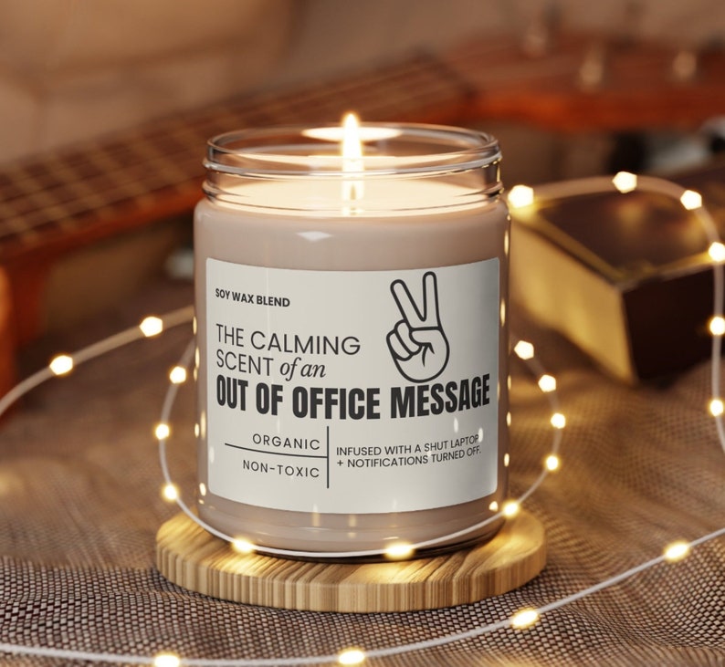 Funny out of office message candle for coworker