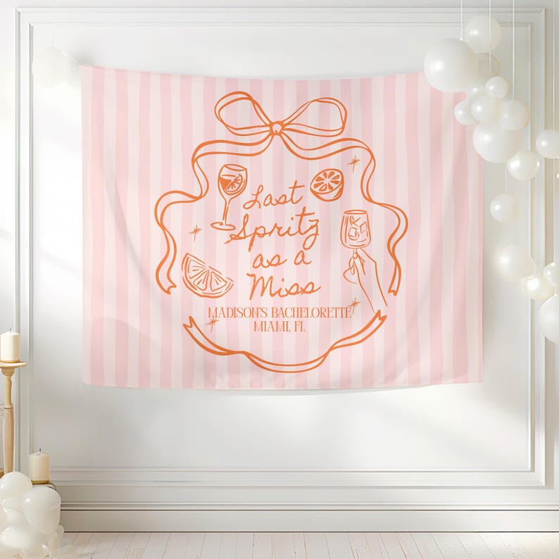 Last Spritz as a Miss Bachelorette Party Backdrop Aperol Spritz Theme Bach Party Photo Background Italian Summer Bridal Shower Decor image 4