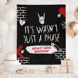 Elder Emo Birthday Party Banner Pop Punk Elder Birthday Backdrop Custom Goth Warped Birthday Welcome Sign for Men Women Funny Birthday Decor