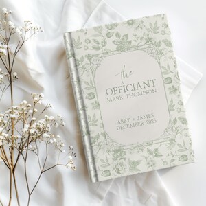 Libro personalizado de notas de ceremonia de Toile de Jouy francés para oficiantes, regalo de agradecimiento en azul polvoriento, caja de propuesta para oficiantes de bodas, diario para oficiantes, regalo. imagen 7