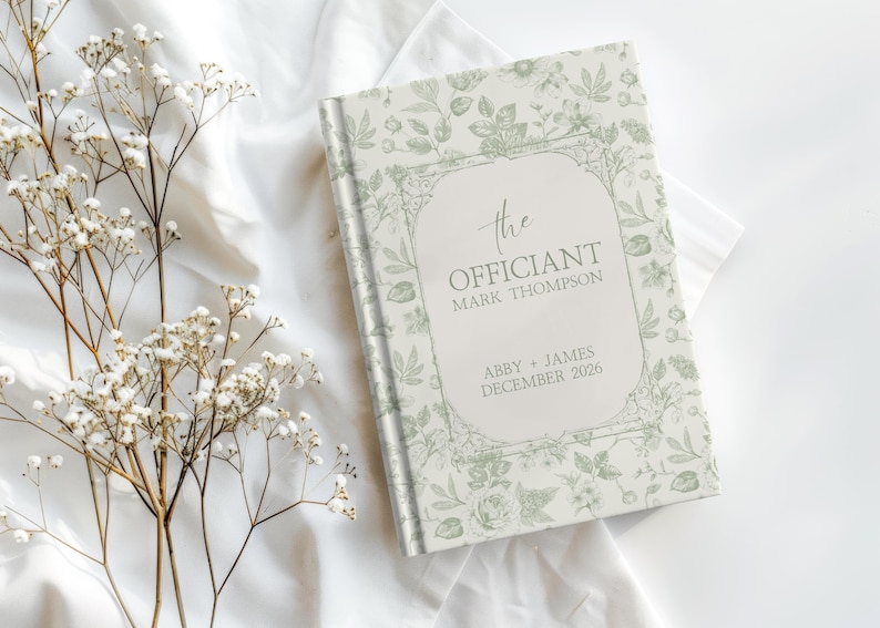Libro personalizado de notas de ceremonia de Toile de Jouy francés para oficiantes, regalo de agradecimiento en azul polvoriento, caja de propuesta para oficiantes de bodas, diario para oficiantes, regalo. imagen 7