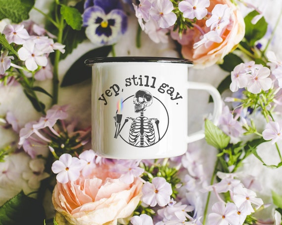 Funny Gay Skeleton Coffee Mug Gift for Gay Friend Lesbian Bisexual Pride Month Cup Birthday Gift for LGBTQ Coworker Bestie Coming Out Gift