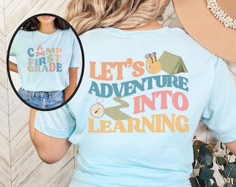 Custom Camping Teacher Shirt First Grade Squad Matching Teacher Team Tees Mountain Camp Class First Day of School Second Grade Personalized