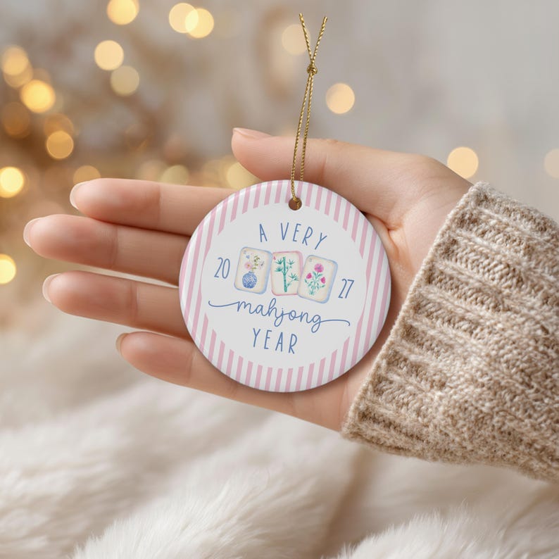 Mahjong-Weihnachtsschmuck: Individuelles Mahjong-Geschenk für Mama, Freundin, Gastgeberin, Gastgeschenk für den Mahjong-Club Bild 3