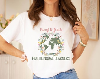 Camisa de professor multilíngue ESL, presente multilíngue, presente de professor de inglês, presente de volta às aulas, camisa de professor, camisa de professor ESL, presente para ESL