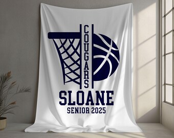 Personalized Basketball Blanket Senior Night Gift for Basketball Seniors Custom Blanket Graduation Gift Basketball Coach Mom End of Season