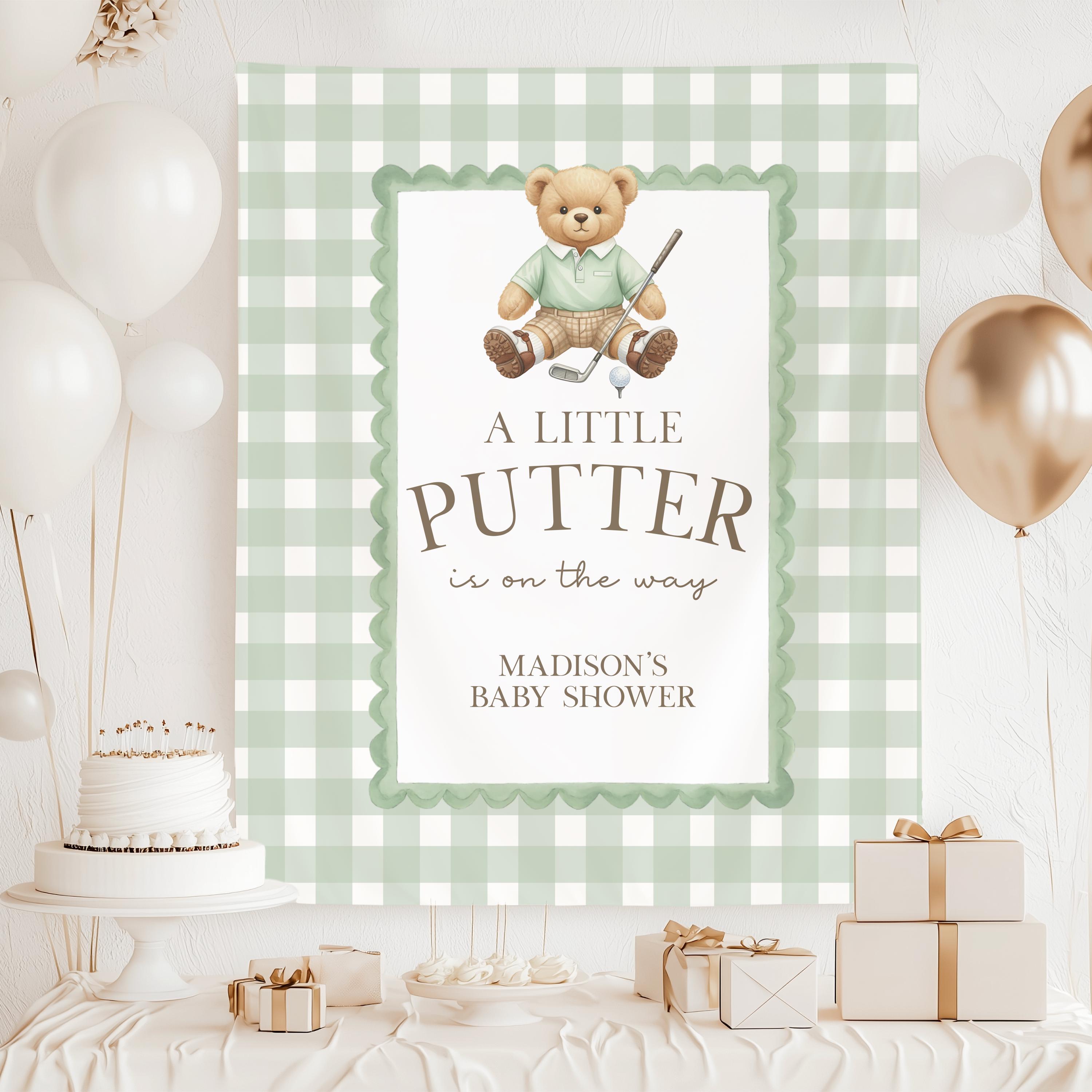 Golf Baby Shower Party Backdrop A Little Putter is on the Way Baby ...