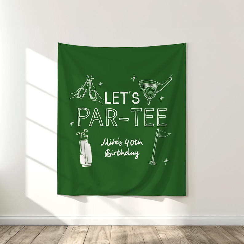 Golf-Geburtstagsbanner Let's Par-tee 30th 40th Men's Women's Golfing Theme Birthday Party Fore-Tee Thir-tee Golf Party Bild 2