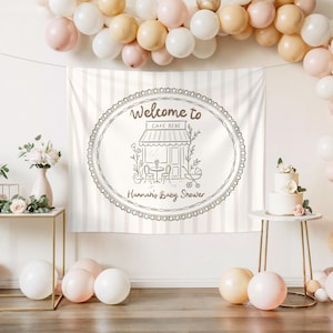 Custom Cafe Bebe Baby Shower Baby is Brewing Coffee Theme Shower Decorations Paris Cafe Shower Photo Backdrop Love is Brewing Shower image 2